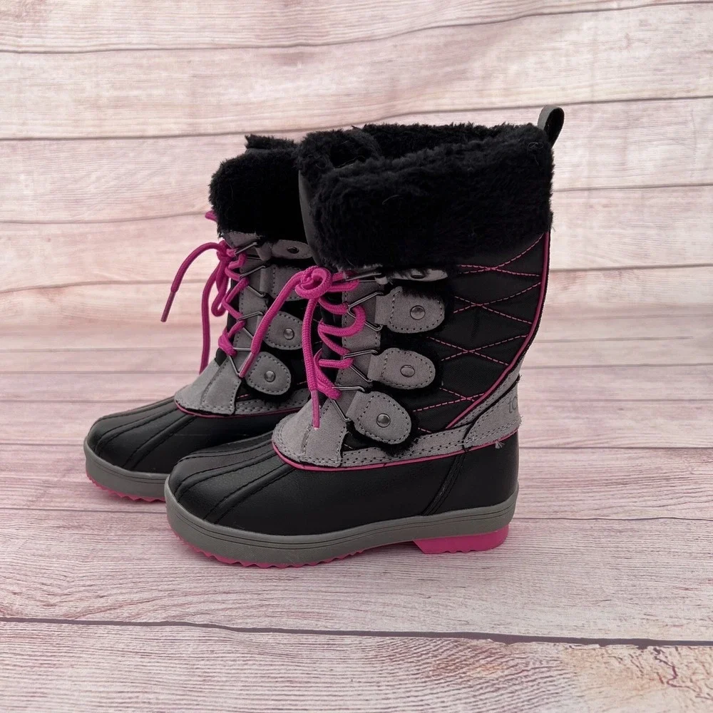 Totes Adventure Gear Shelby Black /Gray Winter Snow Boots Girls Size 12 Med